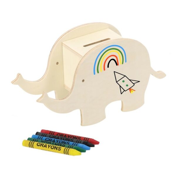 Drewniana skarbonka 'zwierzątko' do kolorowania, kredki