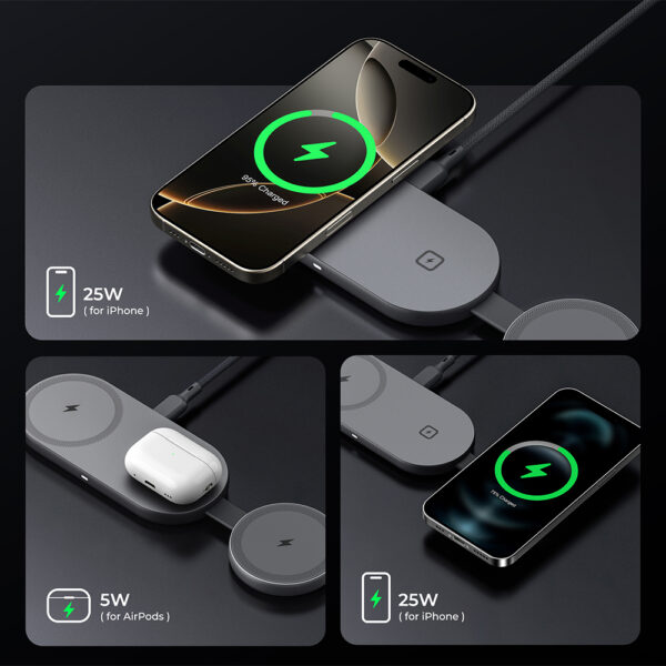 Ładowarka bezprzewodowa 3 w 1 25W Aukey